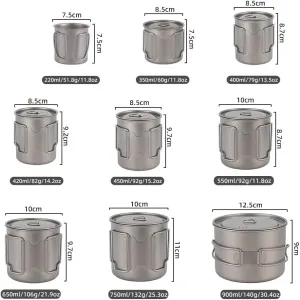 Pure Titanium Cup, Portable Mug Suitable For Outdoor Camping, Cycling, Fishing, Etc.(750ML)