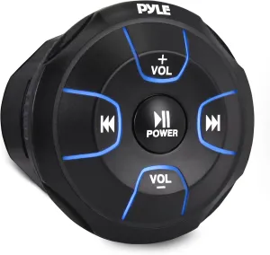 Pyle Amplified Wireless Bluetooth Audio Controller - 300 Watt Bluetooth Media Button, Waterproof Marine Receiver Remote Control W/Aux, Mount for Car Truck Boat Marine Powersport Vehicles - PLMRBT18