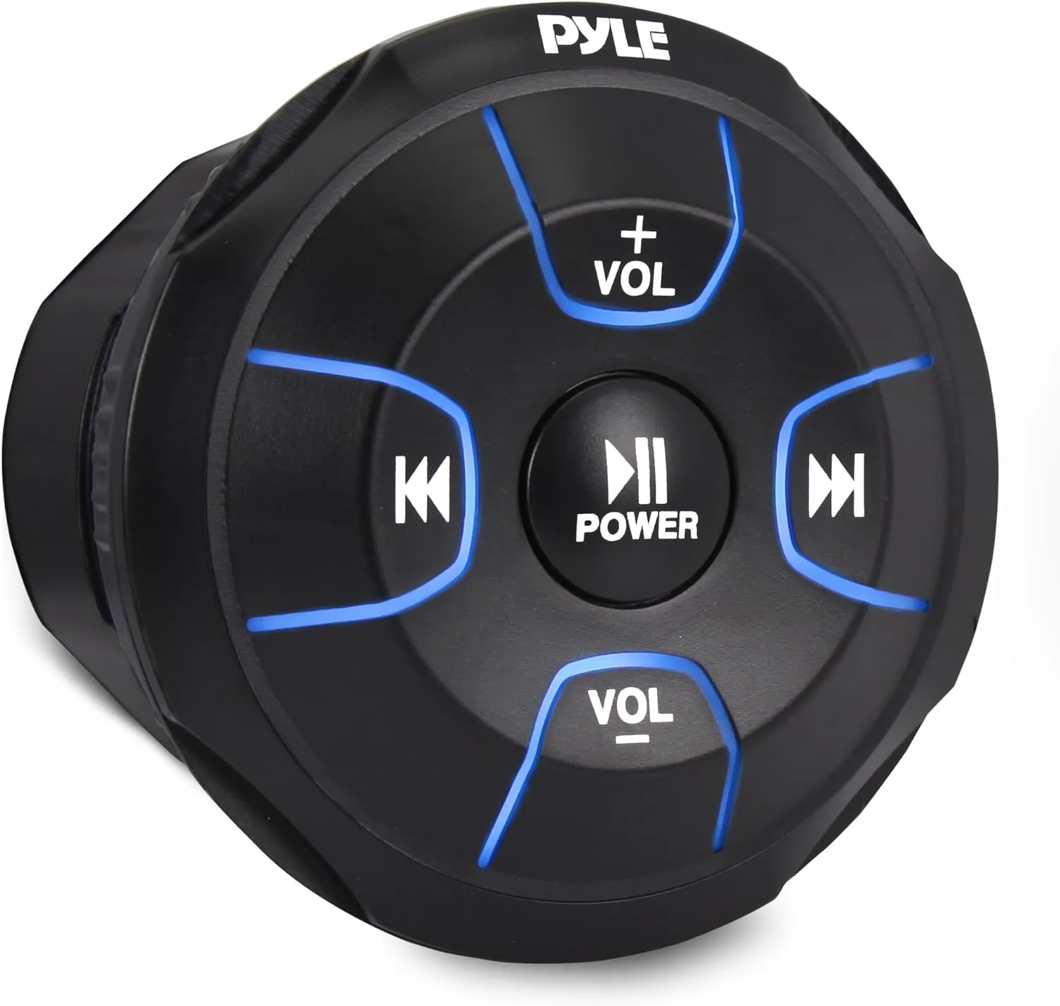 Pyle Amplified Wireless Bluetooth Audio Controller - 300 Watt Bluetooth Media Button, Waterproof Marine Receiver Remote Control W/Aux, Mount for Car Truck Boat Marine Powersport Vehicles - PLMRBT18