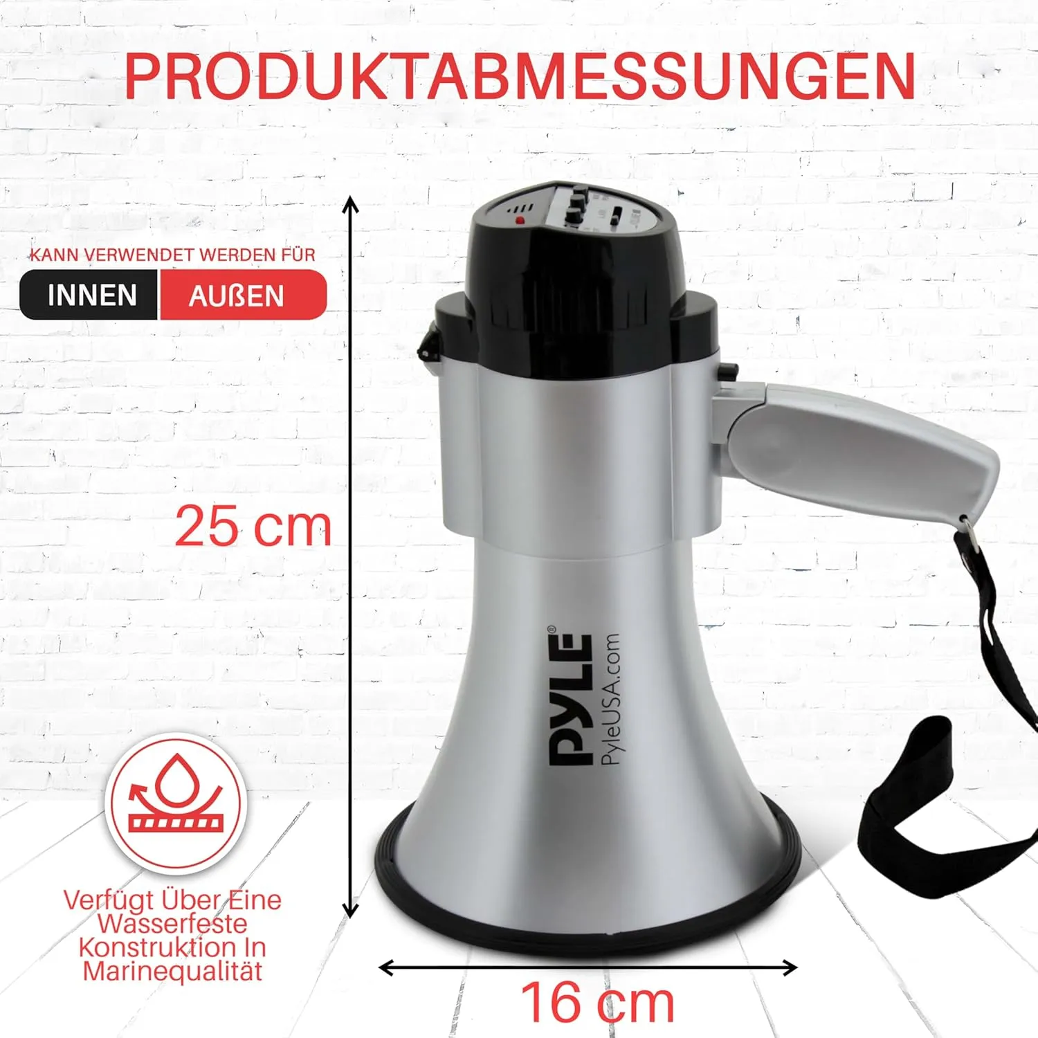 Pyle Portable Megaphone Speaker Siren Bullhorn-Compact and Battery Operated with 30 Watt Power,Microphone,2 Modes,PA Sound and Foldable Handle for Cheerleading and Police Use-Pyle PMP33SL(Silver)