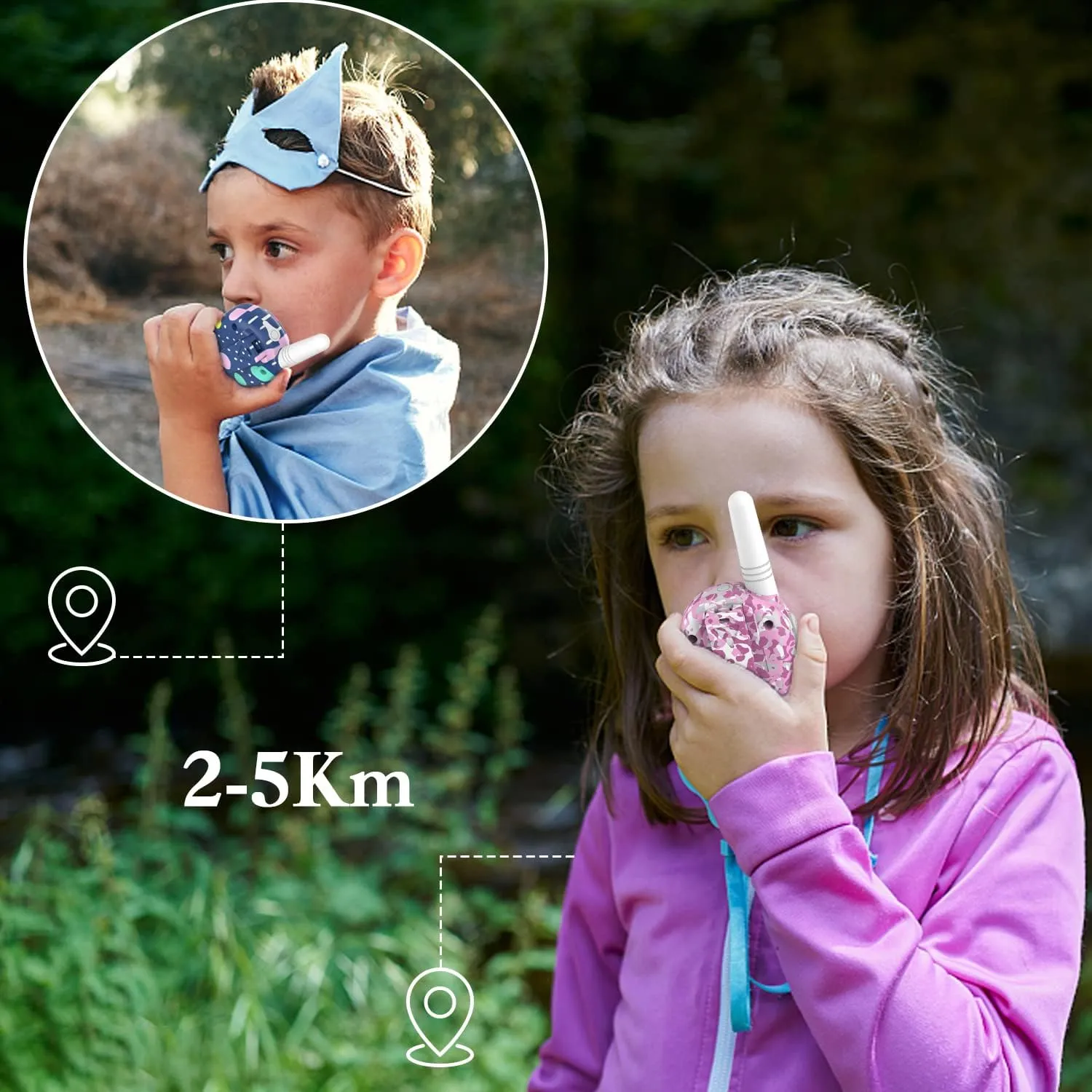 Qniglo Walkie Talkies for Kids Rechargeable with Li-ion Battery, Long Range Kids Walkie Talkies 3 Pack, Toys Walkie Talkie for Girls, Boys, Birthday Halloween Xmas Gifts, Outdoor Camping