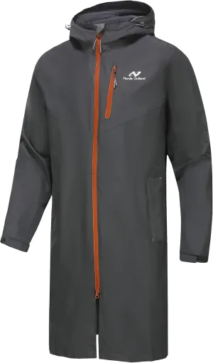 Rain Jacket Men,Waterproof Breathable Long Raincoat with Hood Mesh Lining,Windbreaker for outdoor activities