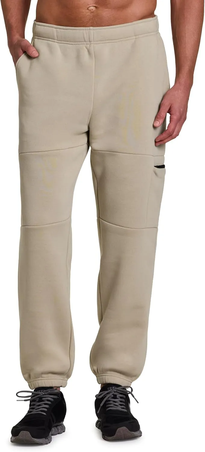RBX Active Men's Fleece Sweatpants, Cotton Blend Cargo Pants Fleece Joggers Workout Hiking Joggers with Cargo Pockets