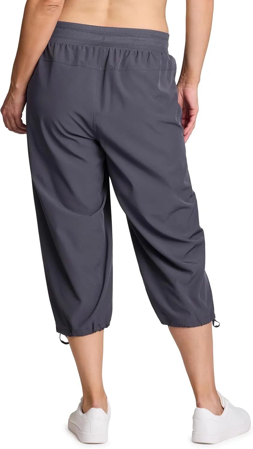 RBX Active Women's Plus Size Fashion Lightweight Woven Body Skimming Drawstring Cargo Capri Pant