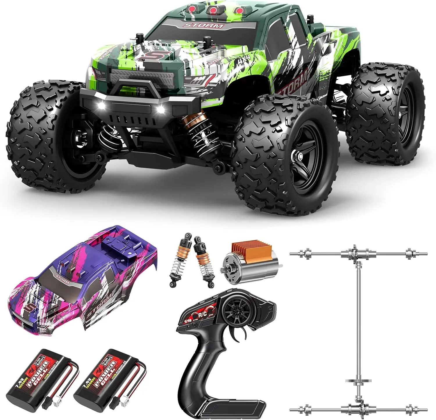 Rc Cars 1:18 All Terrain RC Car for Adults & Boys (18305), 4WD Off-Road RC Truck High Speed Fast 40  KPH, 4X4 Waterproof Remote Control Car with 2 Rechargeable Batteries