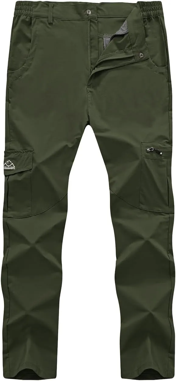 Rdruko Men's Hiking Pants Lightweight Quick Dry Water Resistant Outdoor Travel Work Fishing Pants 6 Pockets