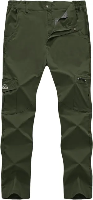 Rdruko Men's Hiking Pants Lightweight Quick Dry Water Resistant Outdoor Travel Work Fishing Pants 6 Pockets
