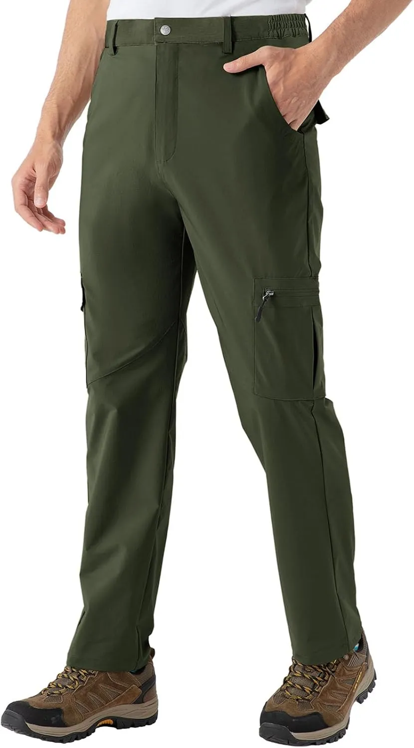 Rdruko Men's Hiking Pants Lightweight Quick Dry Water Resistant Outdoor Travel Work Fishing Pants 6 Pockets
