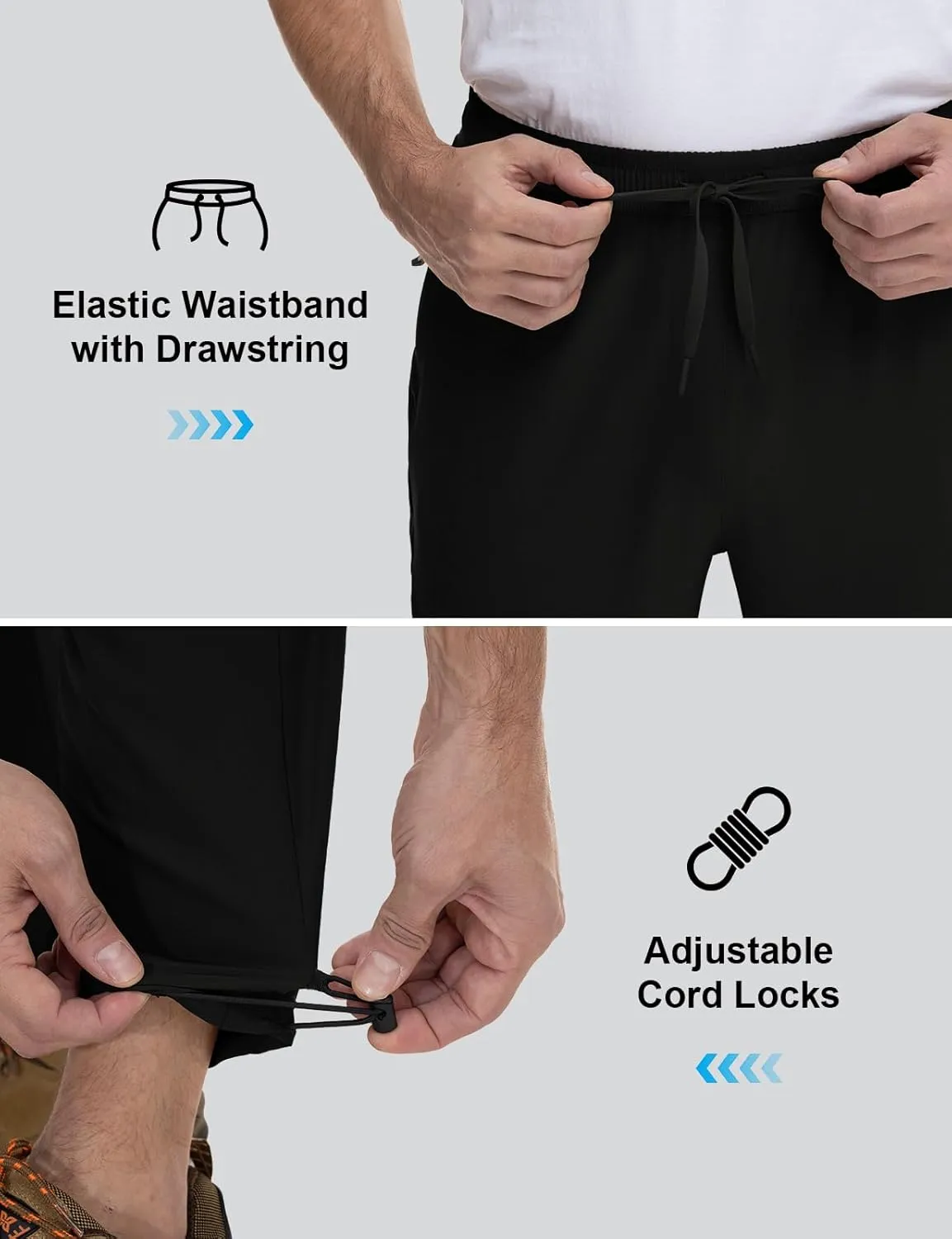 Rdruko Men's Lightweight Hiking Pants Athletic Quick Dry Water Resistant Casual Pants with Zipper Pockets for Outdoor
