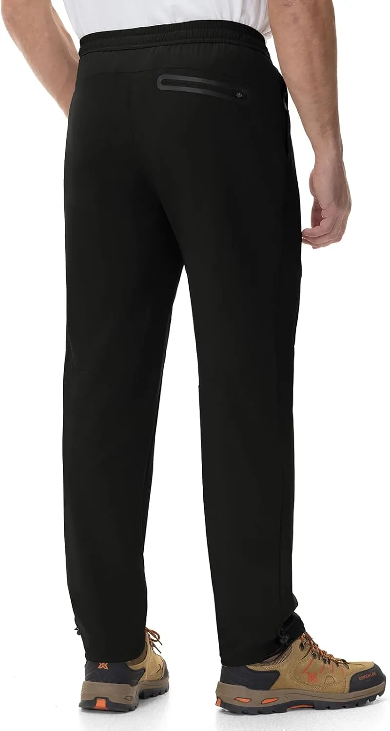 Rdruko Men's Lightweight Hiking Pants Athletic Quick Dry Water Resistant Casual Pants with Zipper Pockets for Outdoor
