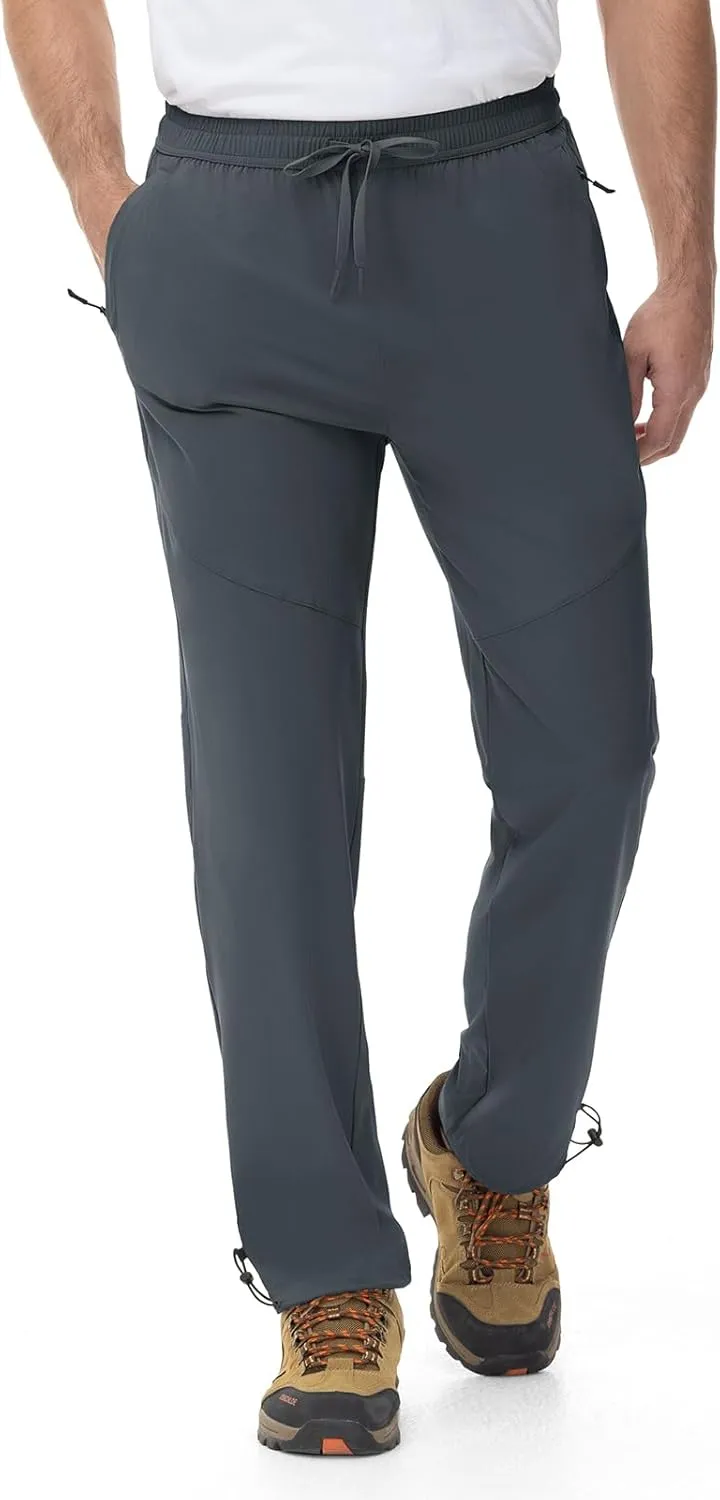 Rdruko Men's Lightweight Hiking Pants Athletic Quick Dry Water Resistant Casual Pants with Zipper Pockets for Outdoor