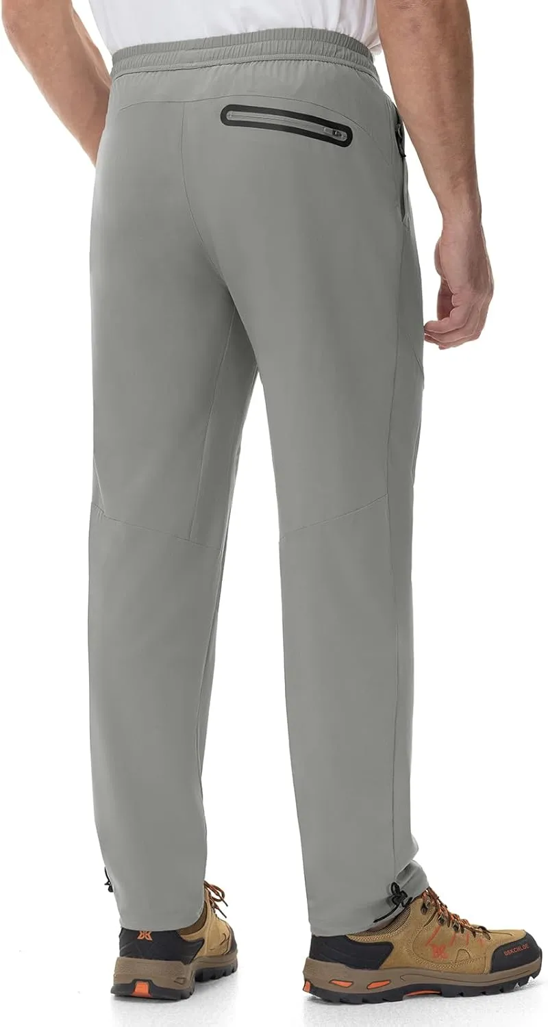 Rdruko Men's Lightweight Hiking Pants Athletic Quick Dry Water Resistant Casual Pants with Zipper Pockets for Outdoor