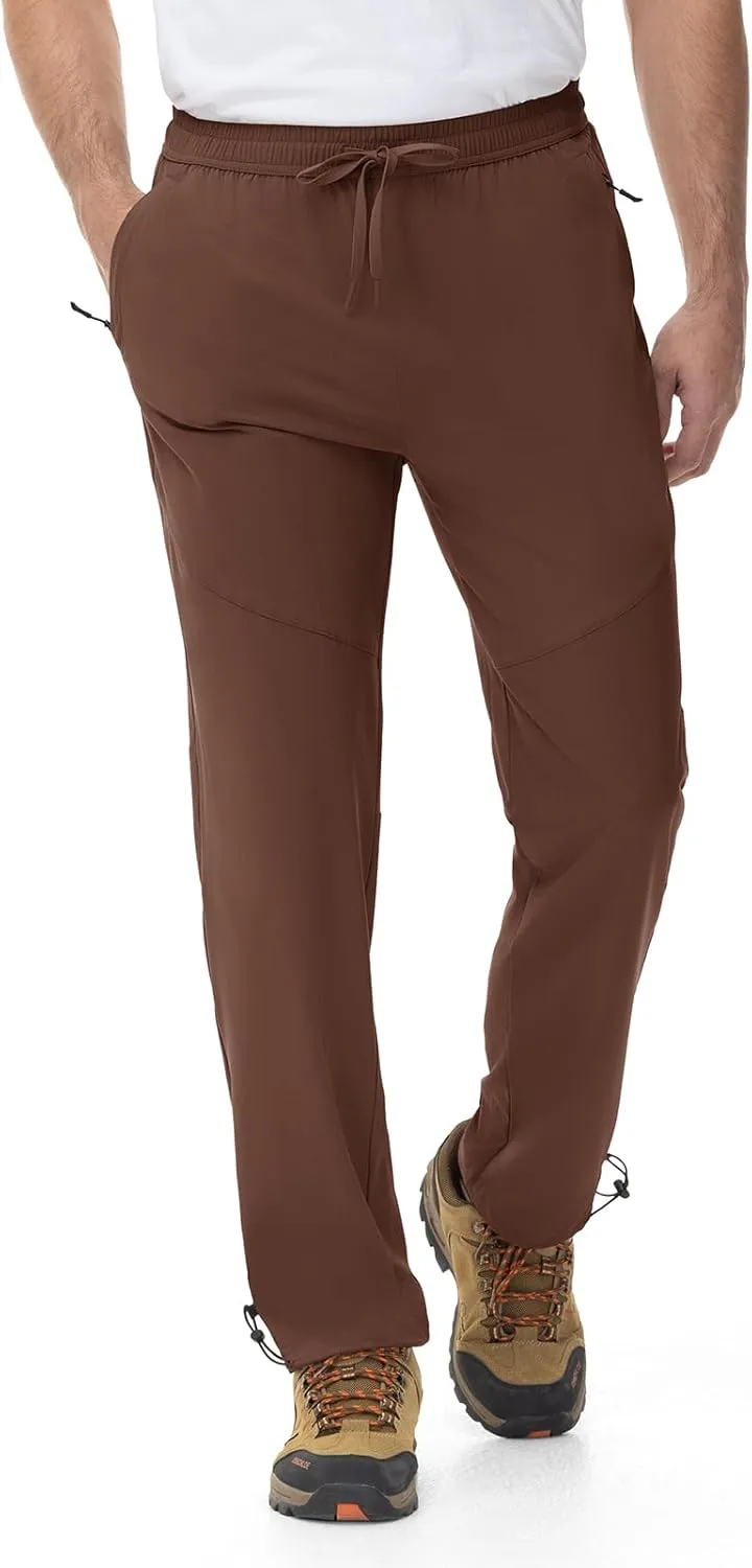 Rdruko Men's Lightweight Hiking Pants Athletic Quick Dry Water Resistant Casual Pants with Zipper Pockets for Outdoor