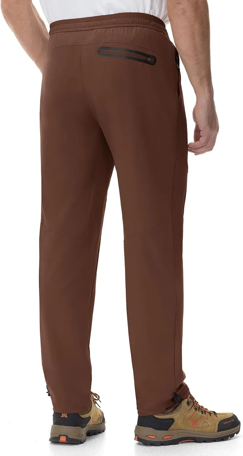 Rdruko Men's Lightweight Hiking Pants Athletic Quick Dry Water Resistant Casual Pants with Zipper Pockets for Outdoor