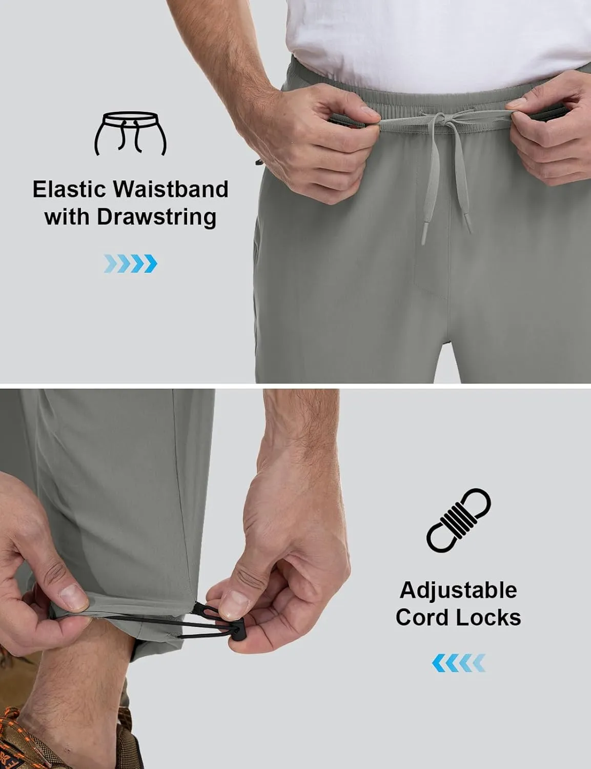 Rdruko Men's Lightweight Hiking Pants Athletic Quick Dry Water Resistant Casual Pants with Zipper Pockets for Outdoor