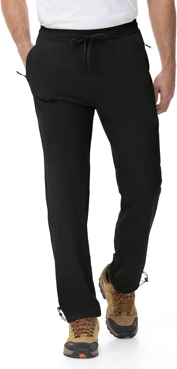 Rdruko Men's Lightweight Hiking Pants Athletic Quick Dry Water Resistant Casual Pants with Zipper Pockets for Outdoor