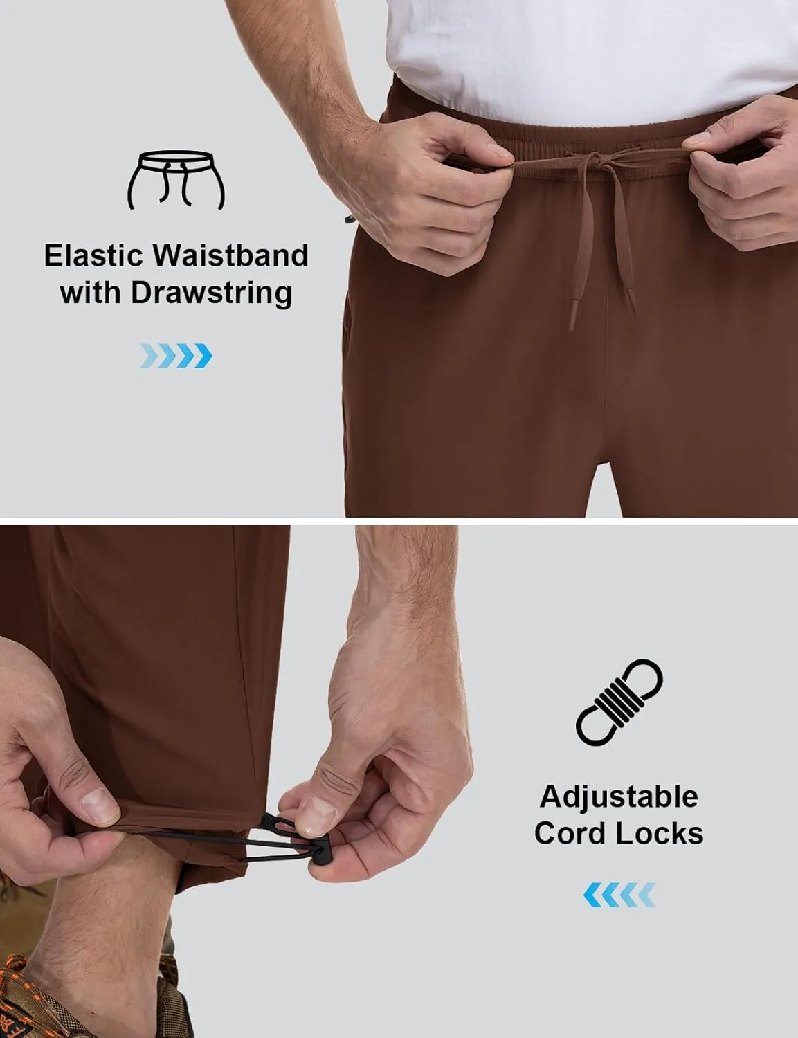 Rdruko Men's Lightweight Hiking Pants Athletic Quick Dry Water Resistant Casual Pants with Zipper Pockets for Outdoor