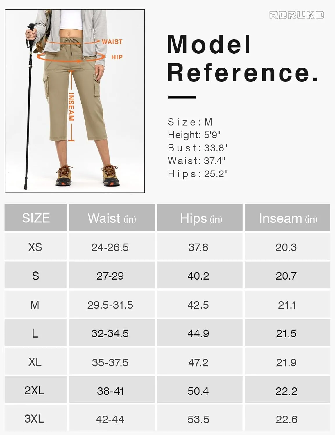 Rdruko Women's Cargo Capris Hiking Pants Lightweight Quick Dry Summer Outdoor Casual Travel Pants with Pockets
