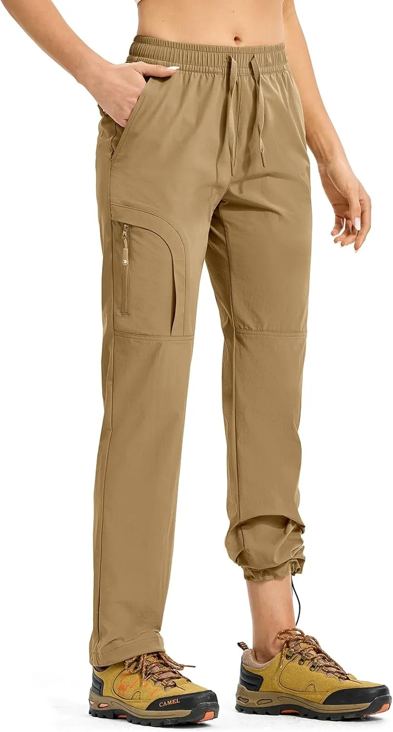Rdruko Women's Hiking Pants Lightweight Quick Dry Water Resistant Cargo Outdoor Travel Pants Elastic Waist