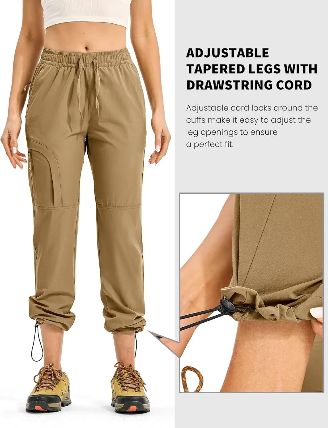 Rdruko Women's Hiking Pants Lightweight Quick Dry Water Resistant Cargo Outdoor Travel Pants Elastic Waist