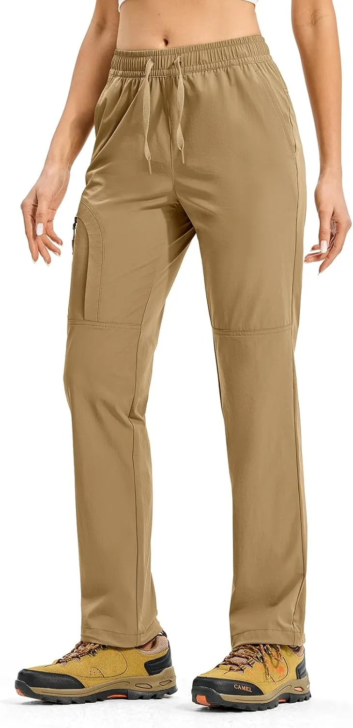 Rdruko Women's Hiking Pants Lightweight Quick Dry Water Resistant Cargo Outdoor Travel Pants Elastic Waist