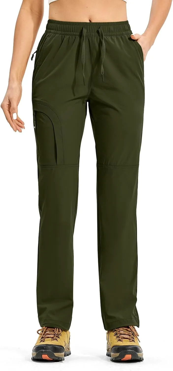 Rdruko Women's Hiking Pants Lightweight Quick Dry Water Resistant Cargo Outdoor Travel Pants Elastic Waist