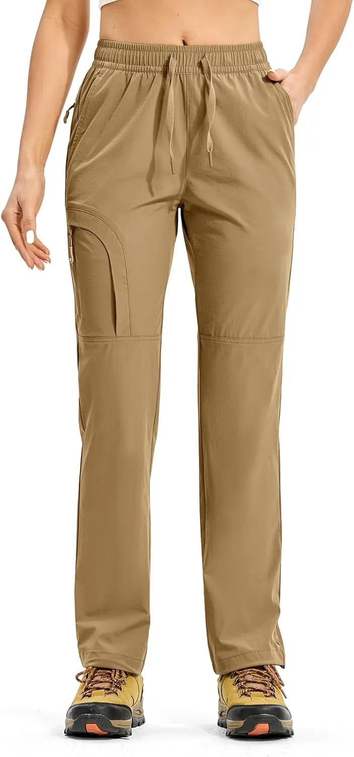 Rdruko Women's Hiking Pants Lightweight Quick Dry Water Resistant Cargo Outdoor Travel Pants Elastic Waist