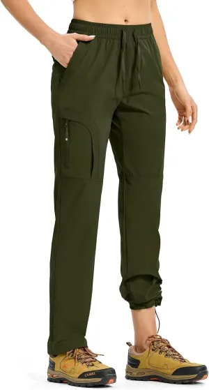 Rdruko Women's Hiking Pants Lightweight Quick Dry Water Resistant Cargo Outdoor Travel Pants Elastic Waist