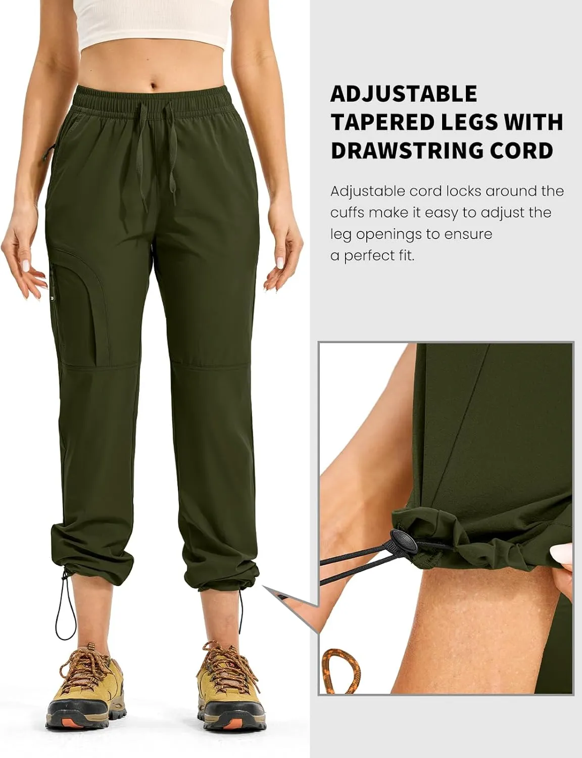 Rdruko Women's Hiking Pants Lightweight Quick Dry Water Resistant Cargo Outdoor Travel Pants Elastic Waist