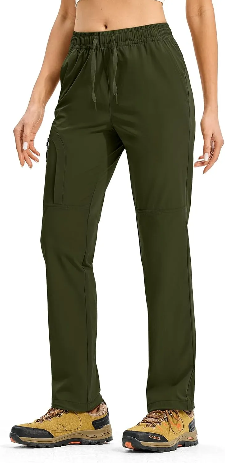Rdruko Women's Hiking Pants Lightweight Quick Dry Water Resistant Cargo Outdoor Travel Pants Elastic Waist