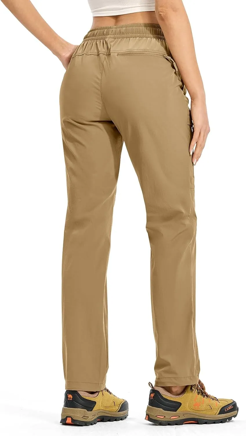 Rdruko Women's Hiking Pants Lightweight Quick Dry Water Resistant Cargo Outdoor Travel Pants Elastic Waist