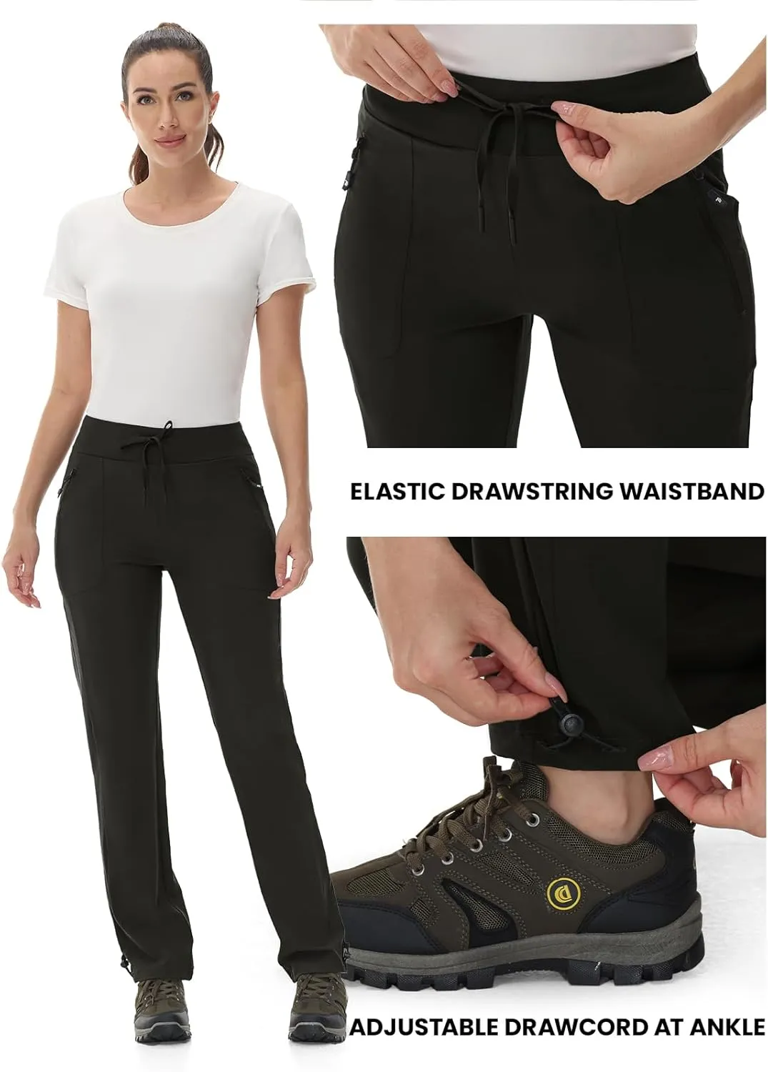 Rdruko Women's Hiking Pants Quick Dry Lightweight Water Resistant Outdoor Pants Athletic Joggers with Zipper Pockets