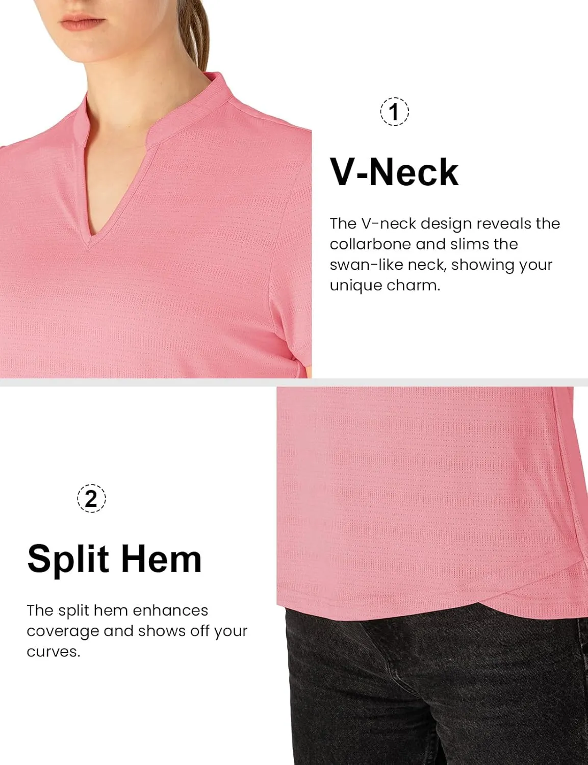 Rdruko Women's Hiking Shirts Short Sleeve UPF 50  Sun Protection Lightweight Dry Fit Running Fishing Shirts