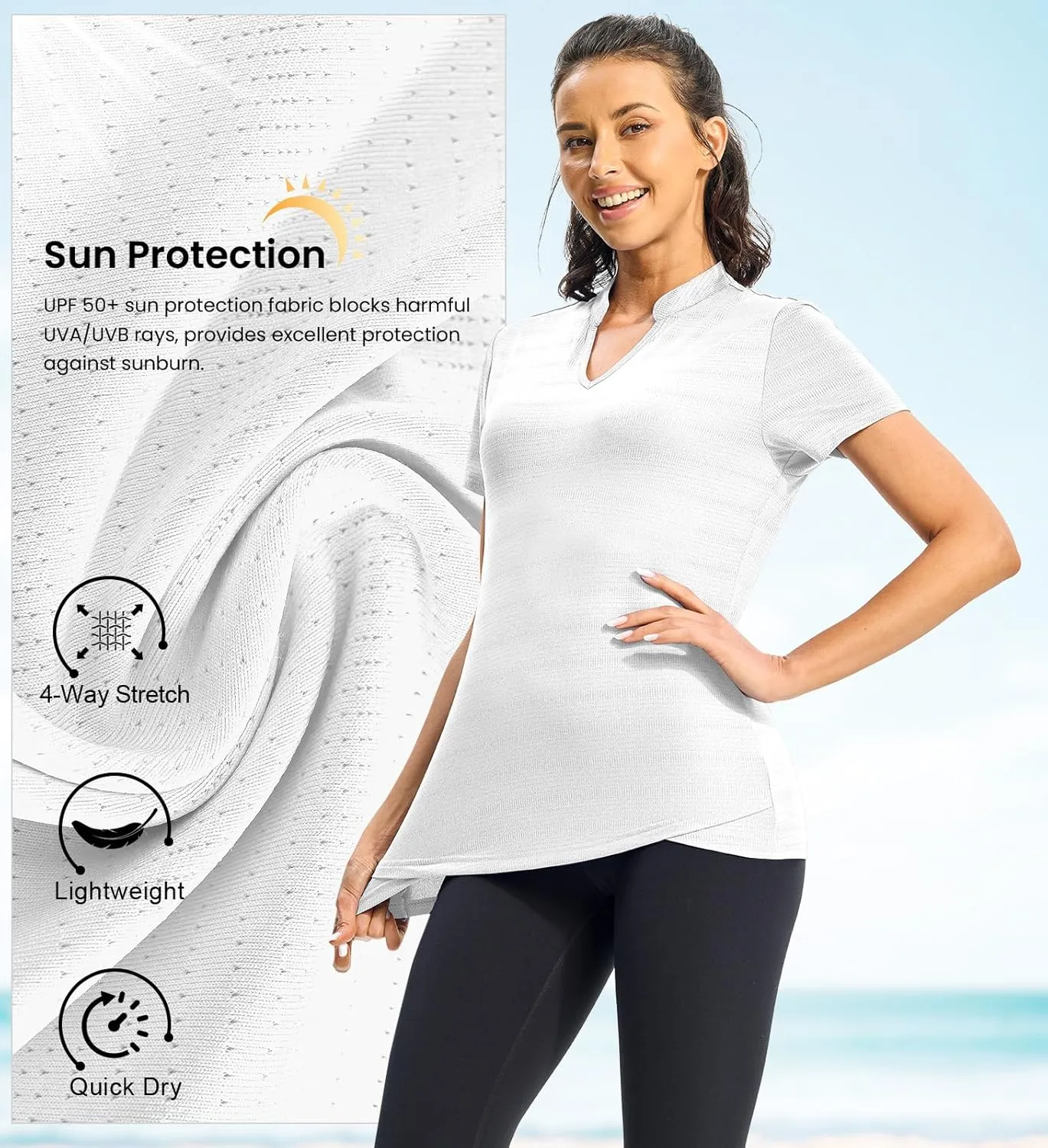 Rdruko Women's Hiking Shirts Short Sleeve UPF 50  Sun Protection Lightweight Dry Fit Running Fishing Shirts