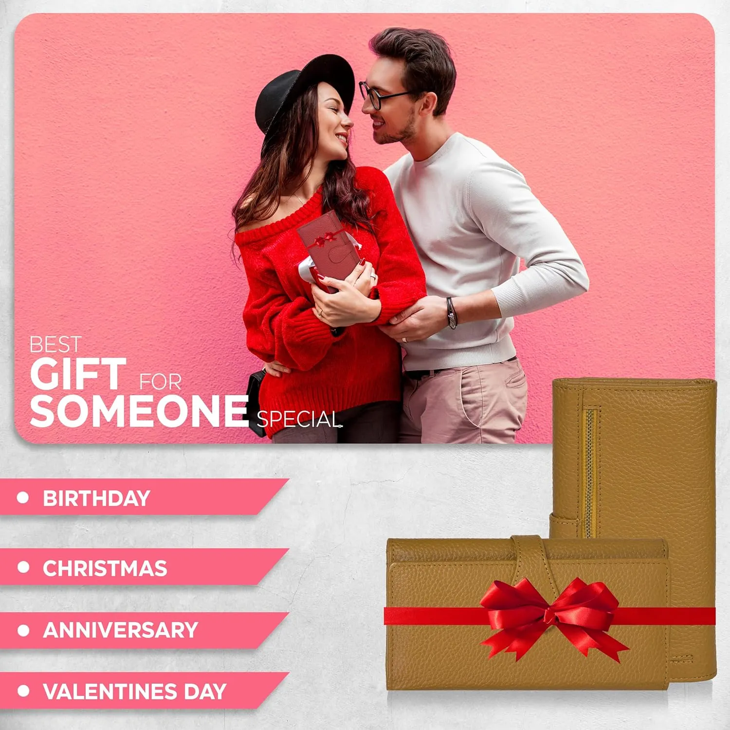 Real Leather Women Wallet Leather with RFID Blocking -Trifold Card Holder Designer Ladies Clutch with ID Window Wallets