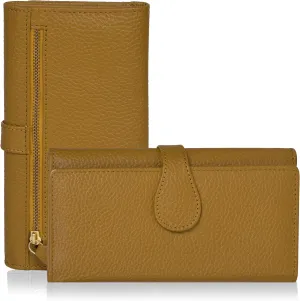 Real Leather Women Wallet Leather with RFID Blocking -Trifold Card Holder Designer Ladies Clutch with ID Window Wallets