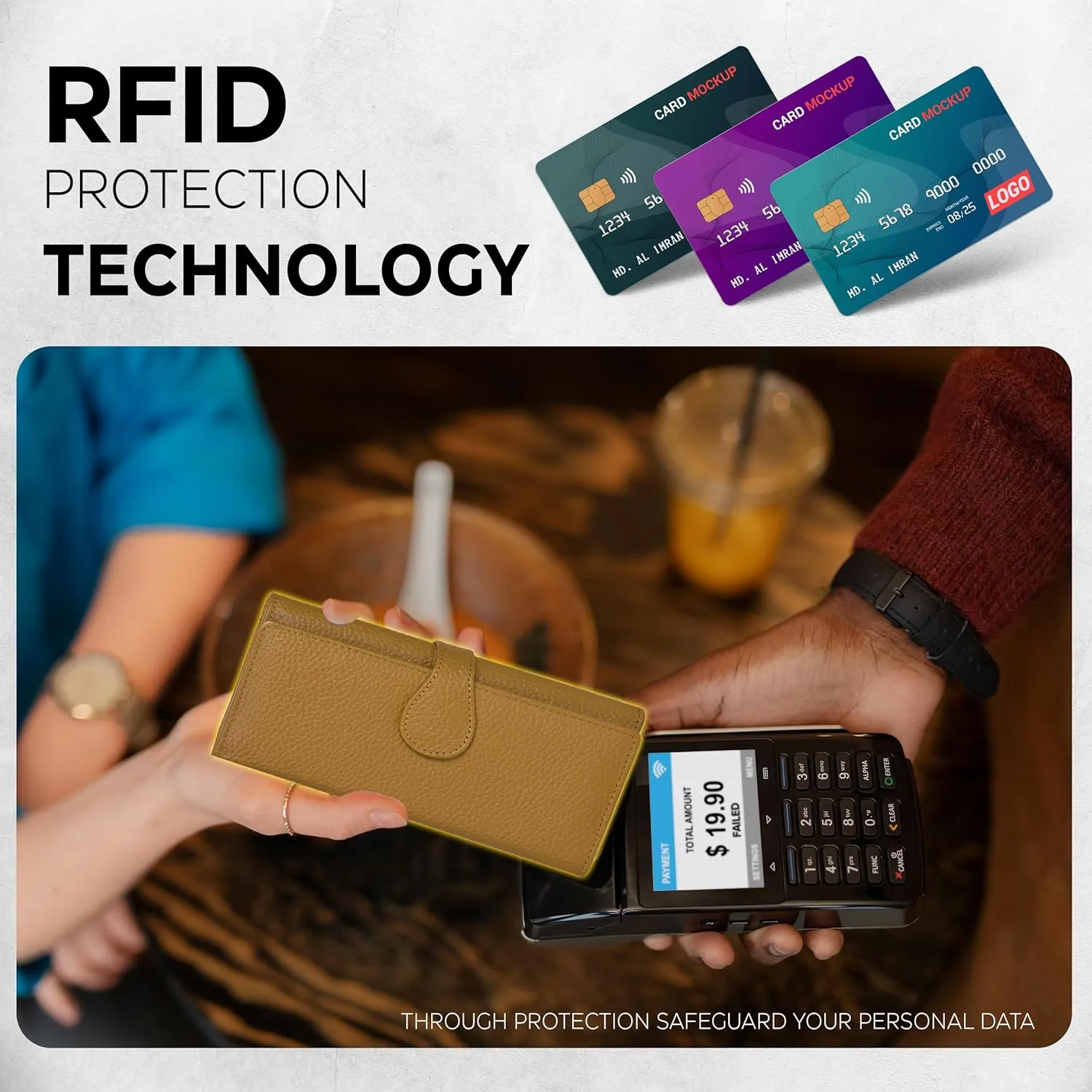 Real Leather Women Wallet Leather with RFID Blocking -Trifold Card Holder Designer Ladies Clutch with ID Window Wallets