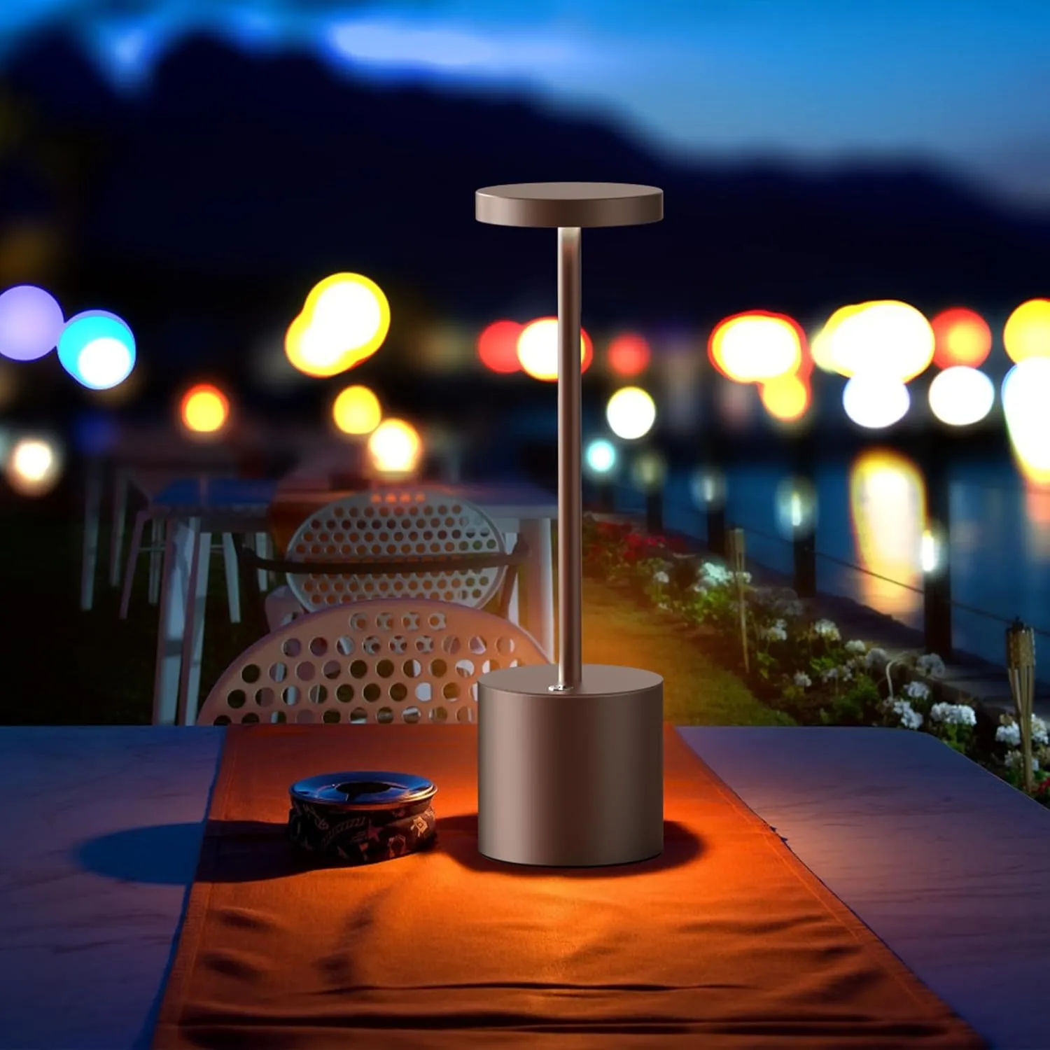 Rechargeable Cordless Table Lamp,LED Battery Operated Desk Lamp Outdoor Portable 5000mAh Powered 3 Level Brightness Dimmable Light for Patio Restaurant Dining Home 2Pack Moka