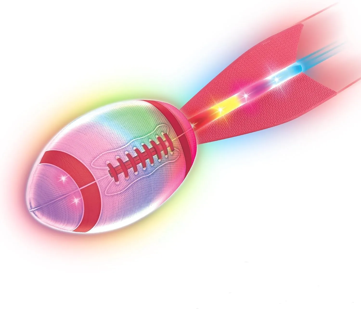 Rechargeable Glow in the Dark Football – Light Up Foam Football with Battery, Outdoor Sports Toy for Boys Ages 8-12, Camping & Beach Games, Birthday & Summer Gift for Kids 8 9 10 11 12 13 14 15 Red