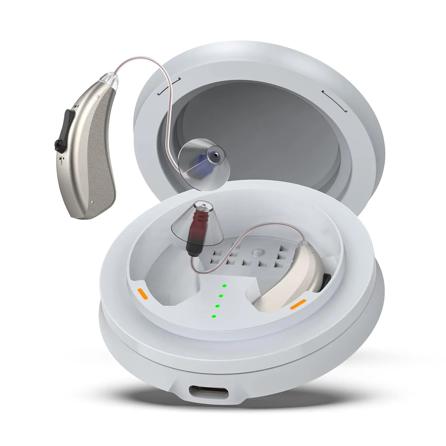 Rechargeable Hearing Aids for Seniors Adults Hearing Loss, Receiver-In-Canal(RIC) Hearing Amplifier, Three Noise Reduction Modes, Comfortable Fit, OTC (Champagne)