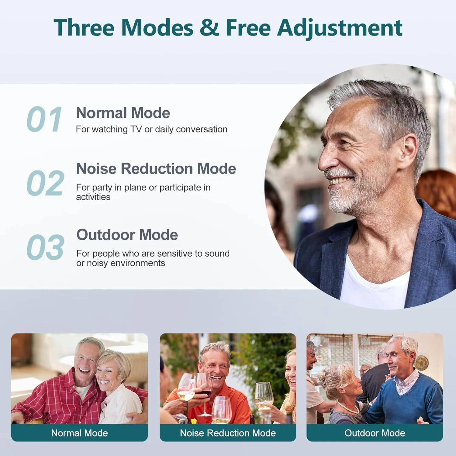 Rechargeable Hearing Aids for Seniors Adults Hearing Loss, Receiver-In-Canal(RIC) Hearing Amplifier, Three Noise Reduction Modes, Comfortable Fit, OTC (Champagne)