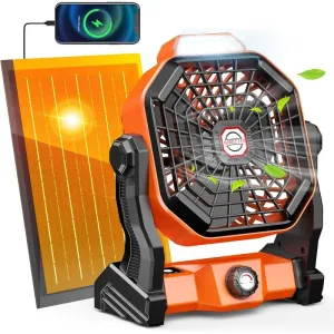 Rechargeable Solar Camping Fan with LED Lantern