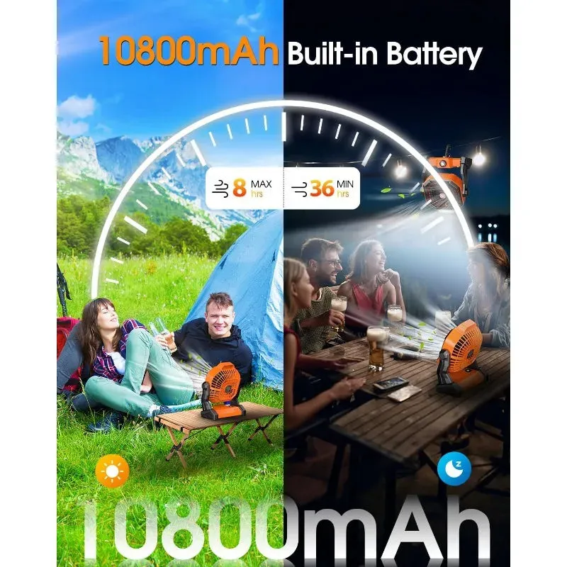 Rechargeable Solar Camping Fan with LED Lantern