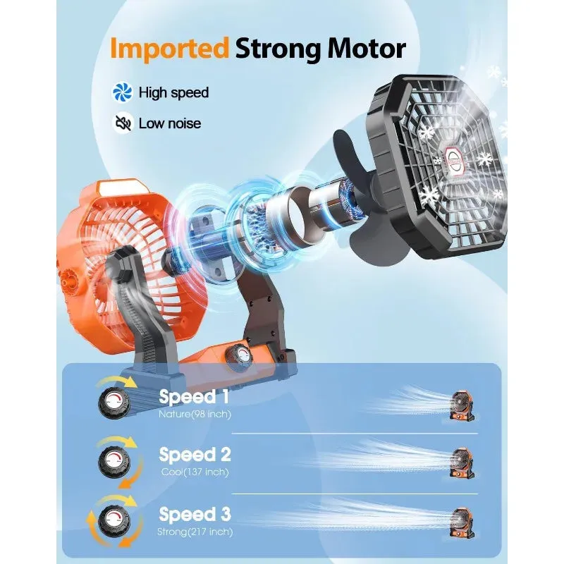 Rechargeable Solar Camping Fan with LED Lantern