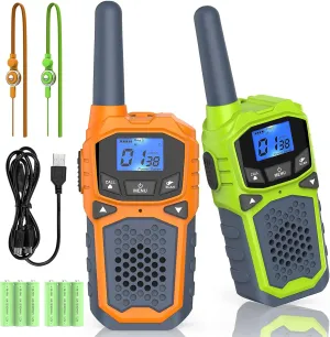 Rechargeable Walkie Talkies for Adults Two Way Radios for Outdoors USB Rechargeable Long Range 22 Channel Adapter, Charger, Battery Included with NOAA & Weather Alerts