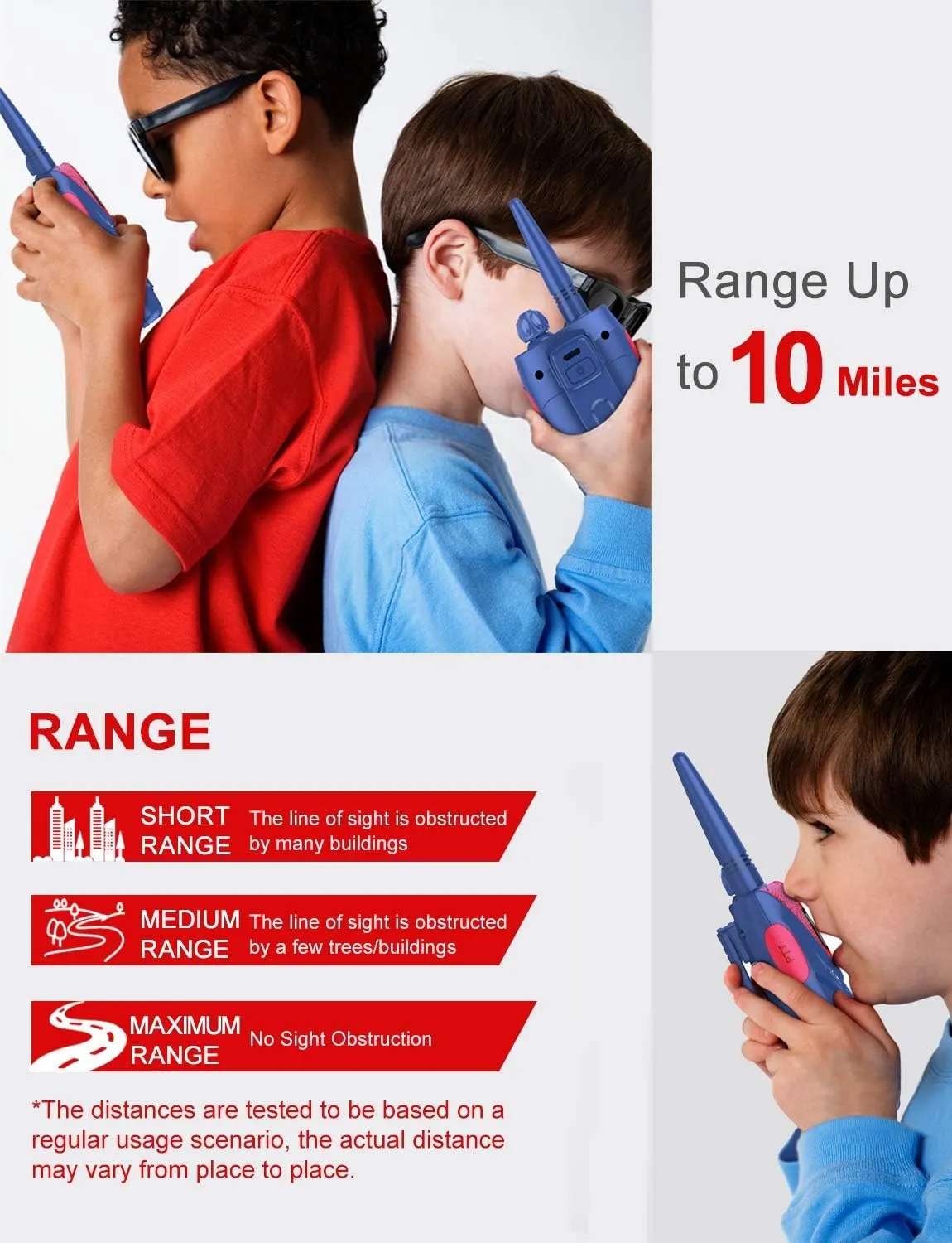 Rechargeable Walkie Talkies for Kids - 22 Channels FRS, Long Range for Boys/Girls, Outdoor Activities, Camping, Hiking - 2 Pack