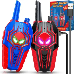 Rechargeable Walkie Talkies for Kids: Toys Gifts for 3 4 5 6 7 8 9 Year Old Boys Girls Ages 5-7 Kids Walkie Talkies 2 Pack Outdoor 2 Way Radio Toy for 3-12 Year Old Boy Birthday Gift Age 3-6