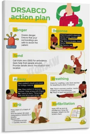 Recognize And Act First Aid Posters First Aid Knowledge Poster (6) Canvas for Bedroom Living Room Decor 12x18inch(30x45cm) Frame-style