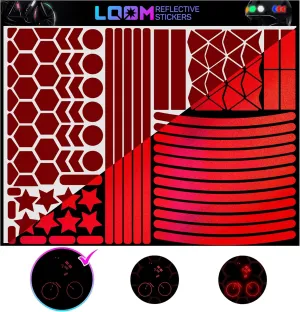 Reflective Stickers Mega Kit (101pcs red)• Nighttime Safety Waterproof Self-Adhesive Decals for Helmets, Skateboard, Bike, Scooter, E-Bike, Motorcycle & Strollers • Bright Colors