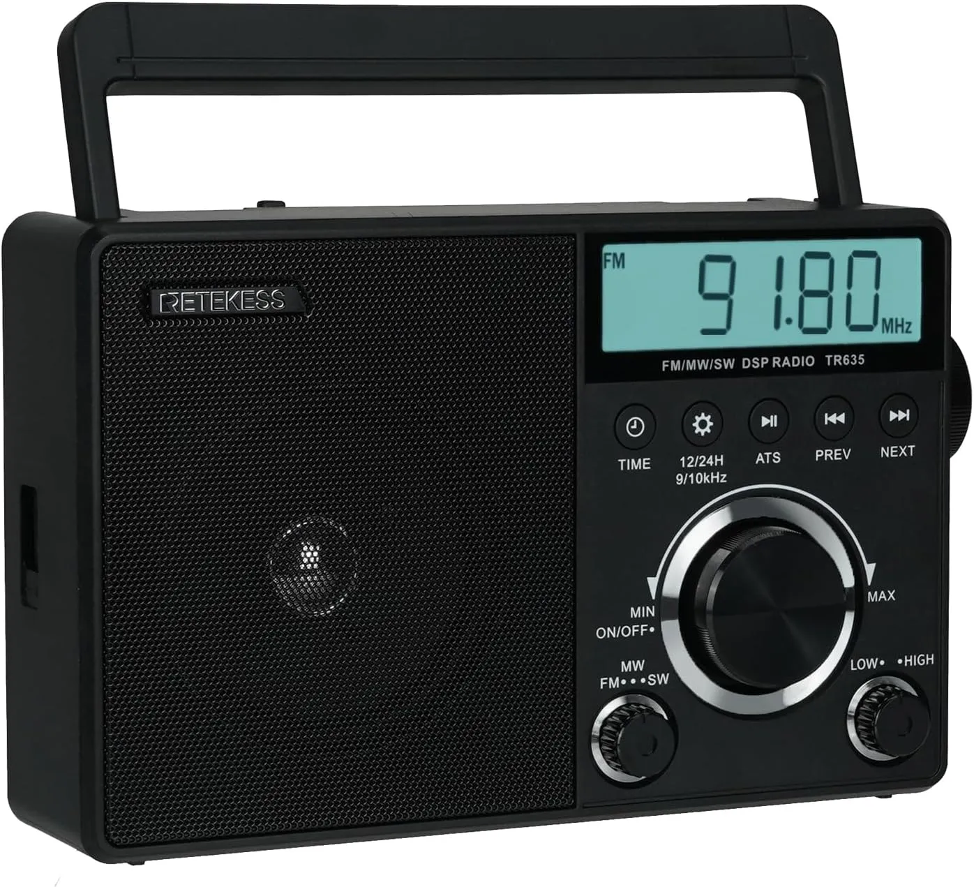 Retekess TR635 Portable Digital Radio,AM FM Shortwave Radios with Best Reception,Backlight LCD Display,Clock,Battery Operated Radio or AC Power,for,Elder,Home